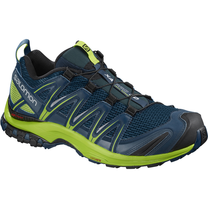 Salomon Israel XA PRO 3D - Mens Trail Running Shoes - Dark Blue/Green (ISZU-79146)